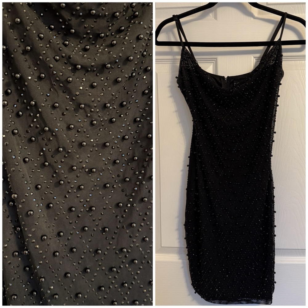 Windsor Black Mini Dress with Beaded Detail